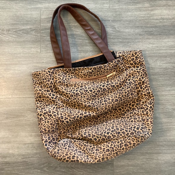 SOLD Leopard Print Canvas Tote - Picture 2 of 5